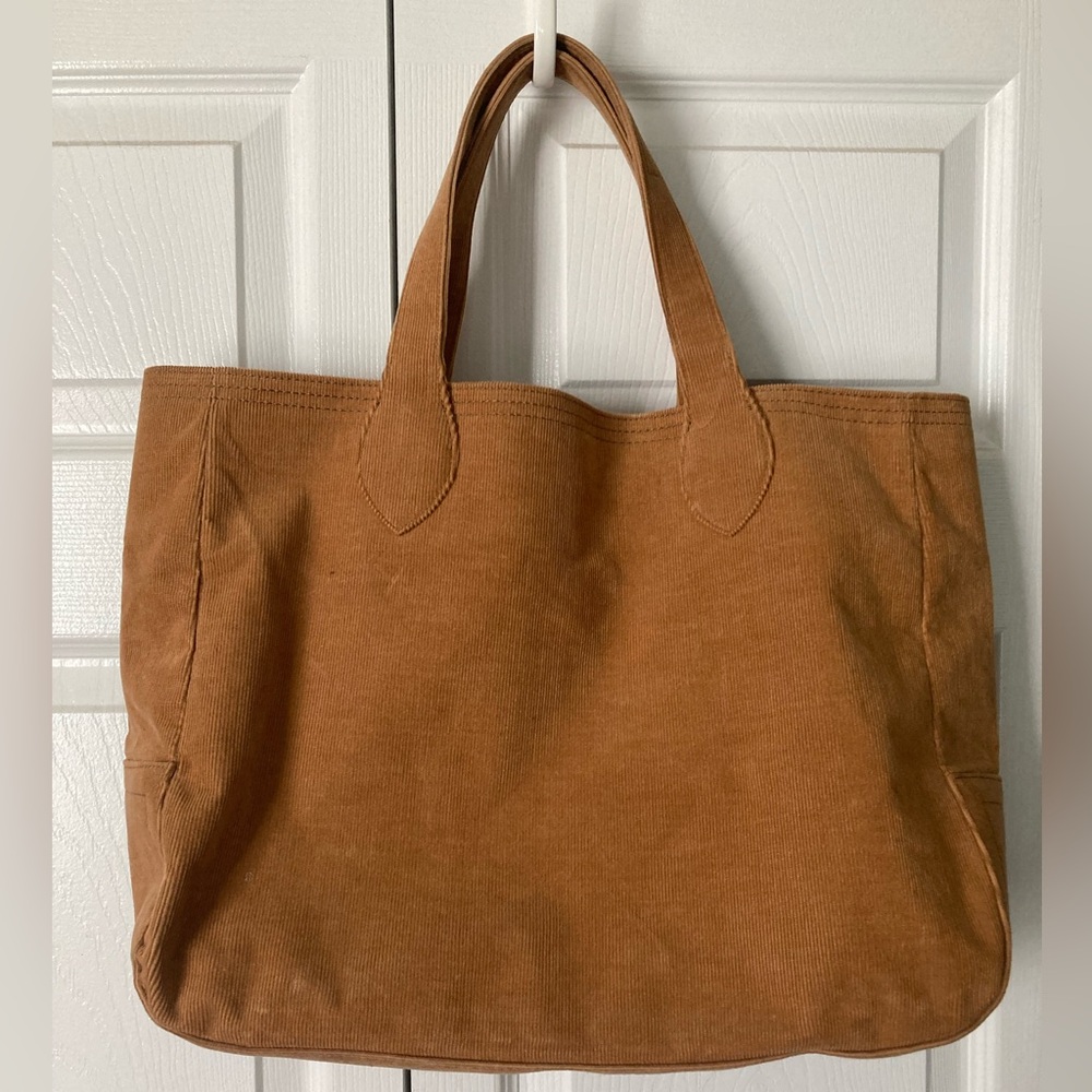 COPY - NWOT Brown corduroy tote bag purse book tote